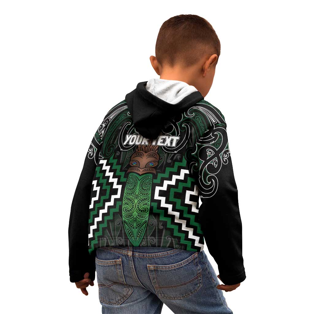 Maori Taiaha Pounamu Whakairo Personalized Kid Hoodie Jade Poutama Motifs