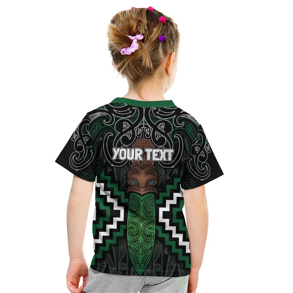 Maori Taiaha Pounamu Whakairo Personalized Kid T Shirt Jade Poutama Motifs