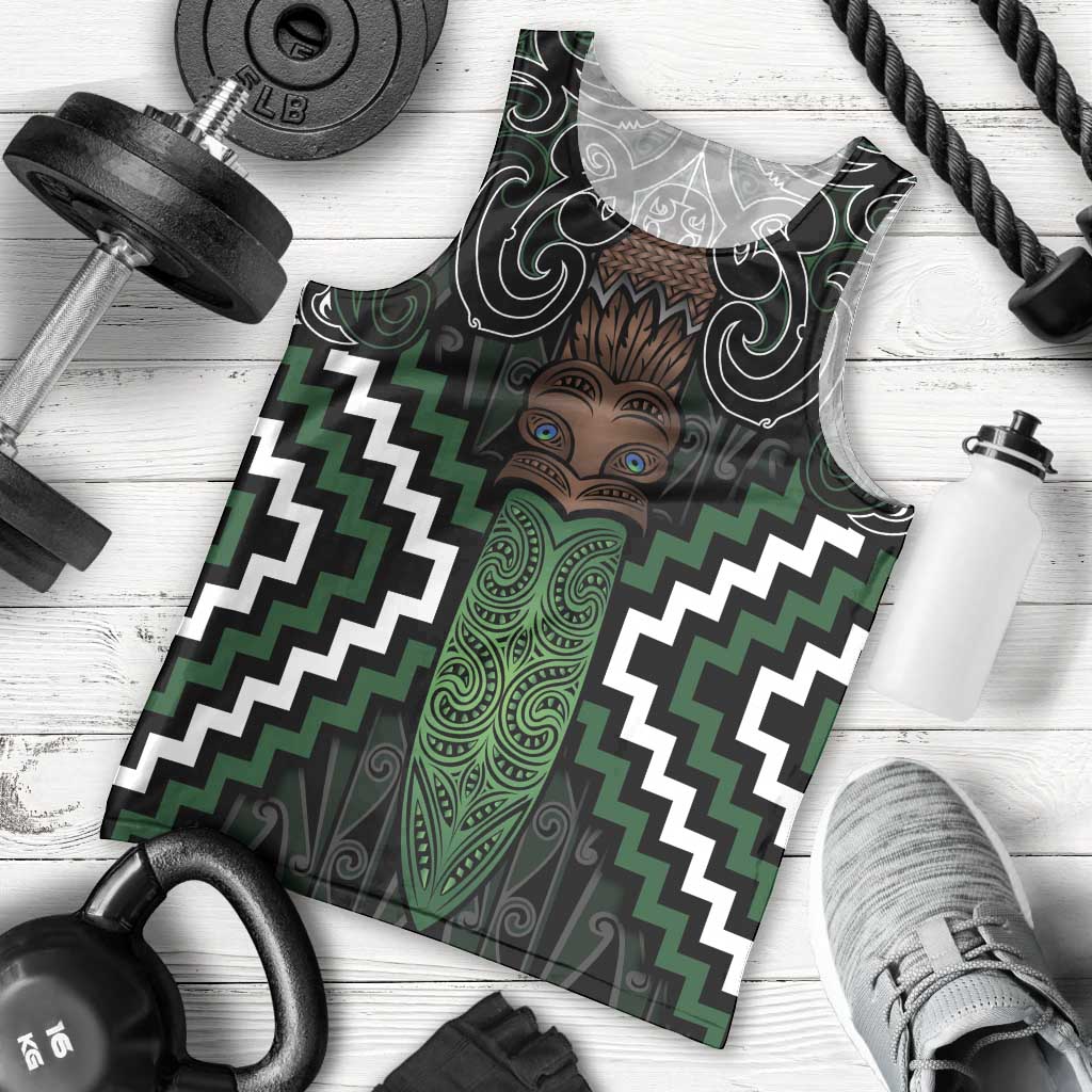 Maori Taiaha Pounamu Whakairo Personalized Men Tank Top Jade Poutama Motifs
