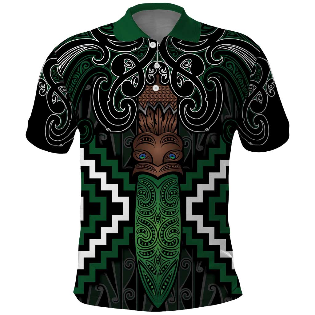 Maori Taiaha Pounamu Whakairo Personalized Polo Shirt Jade Poutama Motifs