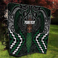 Maori Taiaha Pounamu Whakairo Personalized Quilt Jade Poutama Motifs