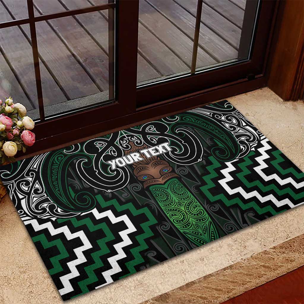 Maori Taiaha Pounamu Whakairo Personalized Rubber Doormat Jade Poutama Motifs