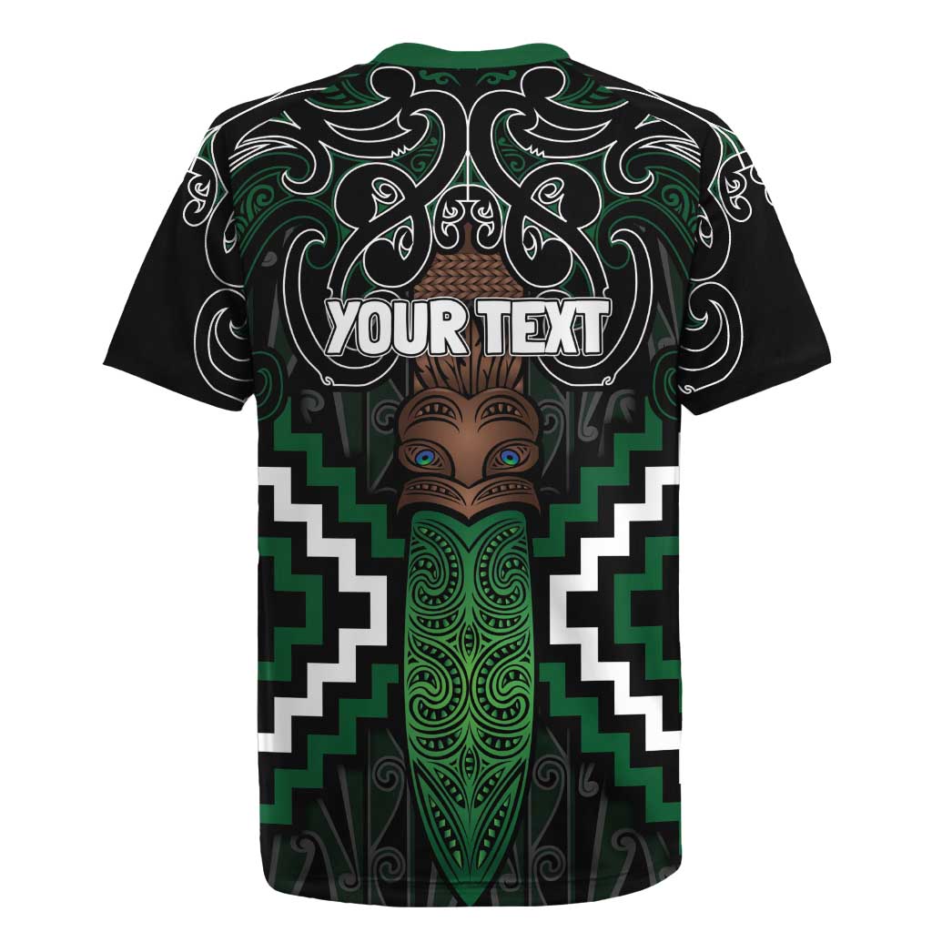 Maori Taiaha Pounamu Whakairo Personalized Rugby Jersey Jade Poutama Motifs