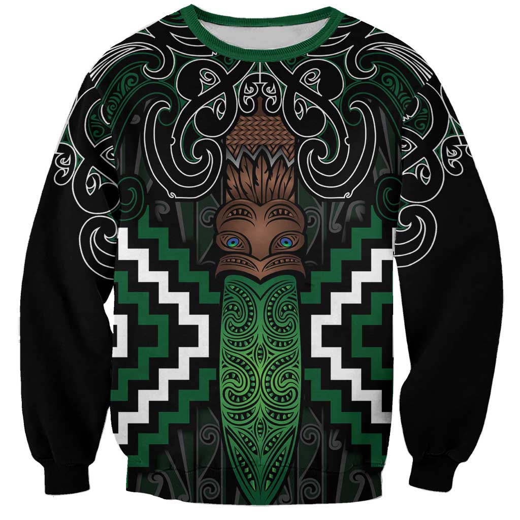 Maori Taiaha Pounamu Whakairo Personalized Sweatshirt Jade Poutama Motifs