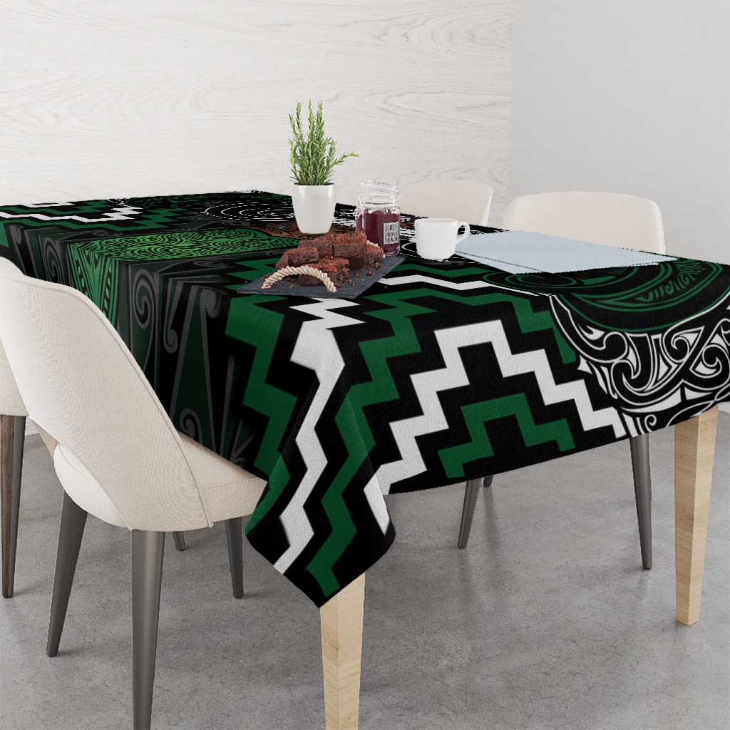 Maori Taiaha Pounamu Whakairo Personalized Tablecloth Jade Poutama Motifs