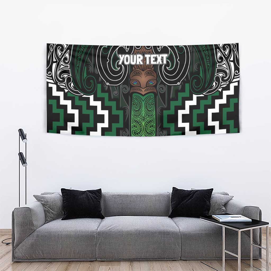 Maori Taiaha Pounamu Whakairo Personalized Tapestry Jade Poutama Motifs