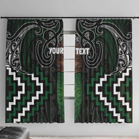 Maori Taiaha Pounamu Whakairo Personalized Window Curtain Jade Poutama Motifs