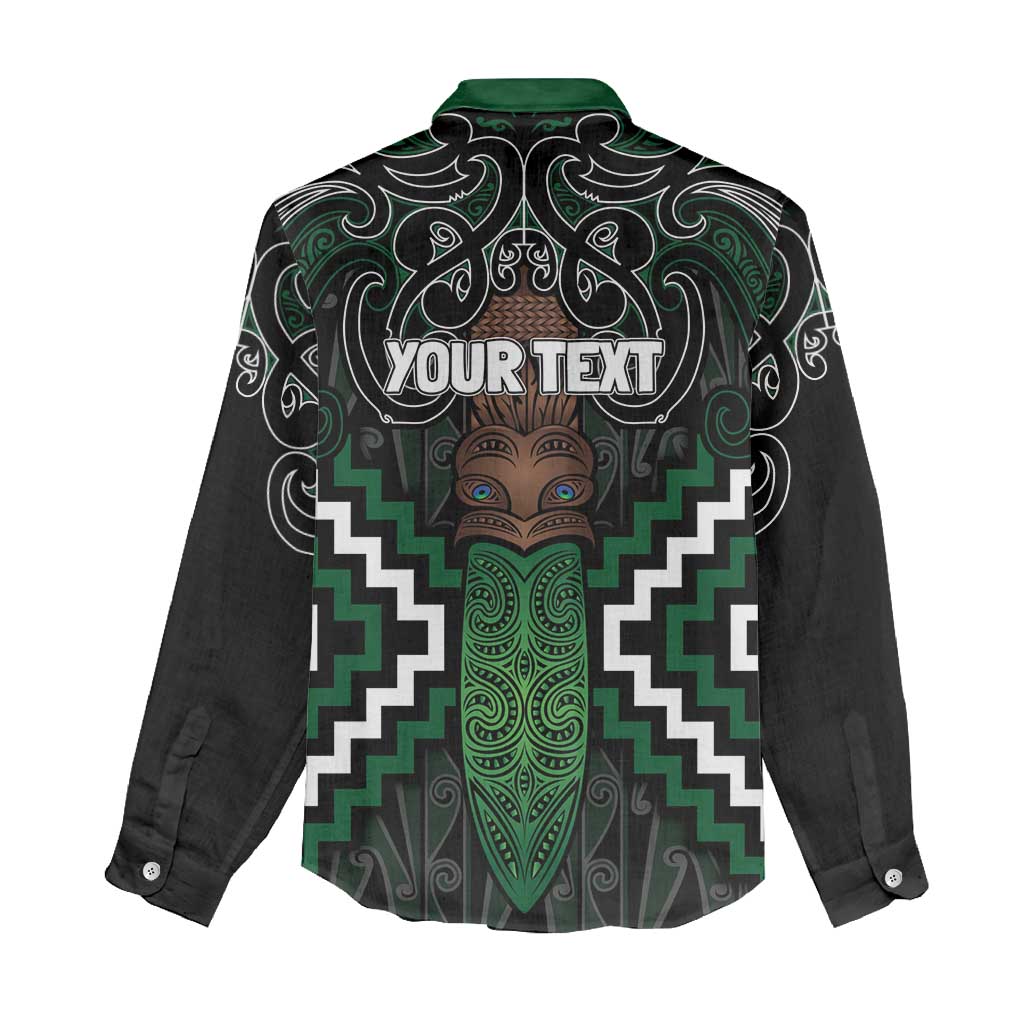 Maori Taiaha Pounamu Whakairo Personalized Women Casual Shirt Jade Poutama Motifs