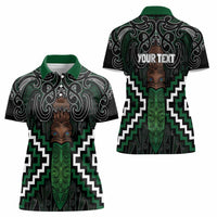 Maori Taiaha Pounamu Whakairo Personalized Women Polo Shirt Jade Poutama Motifs