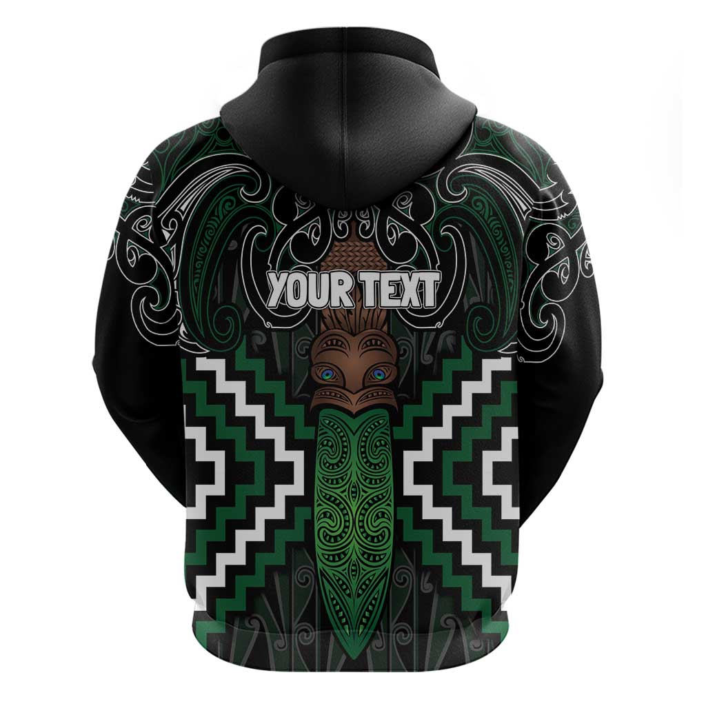 Maori Taiaha Pounamu Whakairo Personalized Zip Hoodie Jade Poutama Motifs