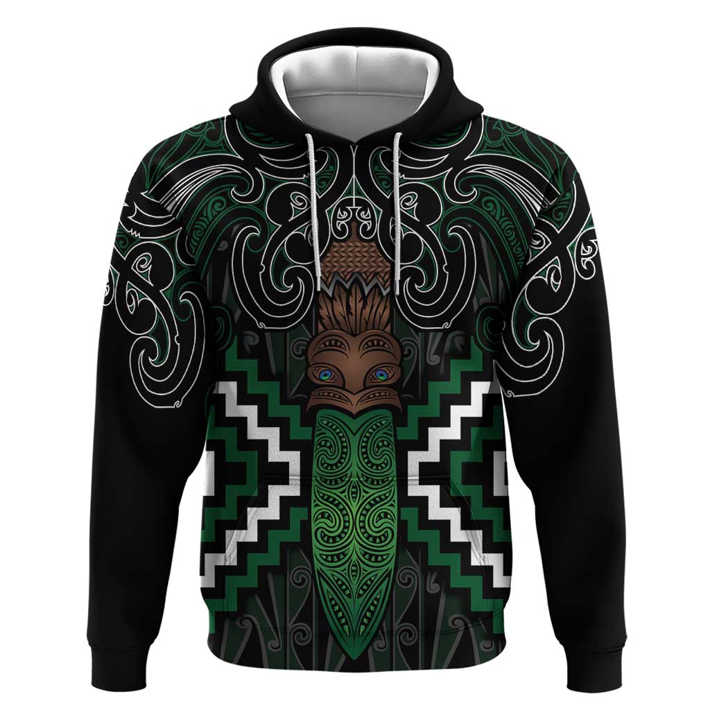 Maori Taiaha Pounamu Whakairo Personalized Zip Hoodie Jade Poutama Motifs