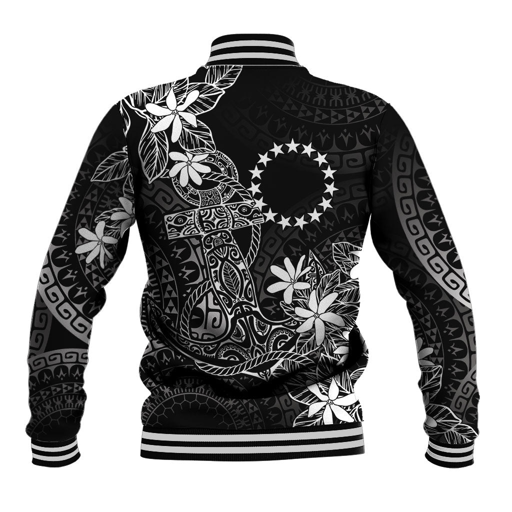 Black Kuki Airani Tapakau Baseball Jacket Tribal Anchor Mix Tiare