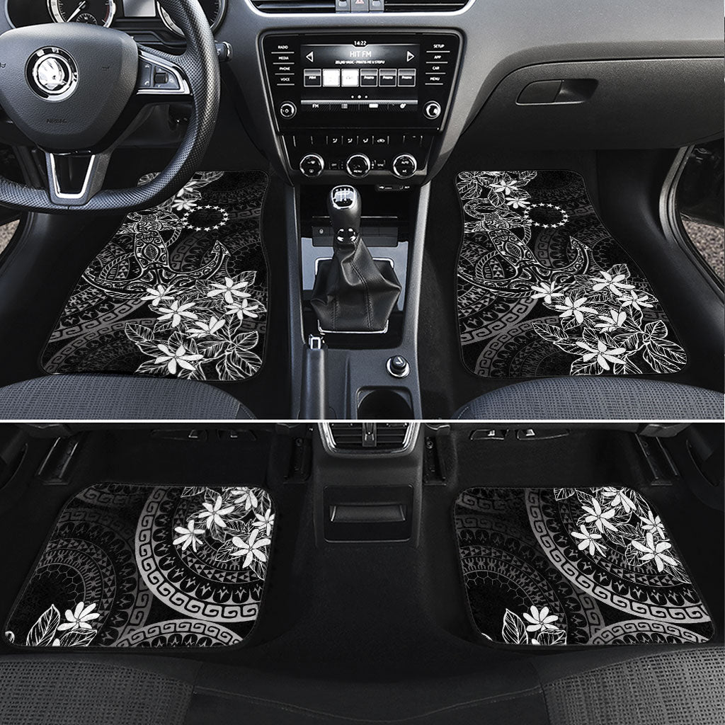 Black Kuki Airani Tapakau Car Mats Tribal Anchor Mix Tiare LT7 Set 4pcs Black - Polynesian Pride