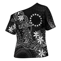 Black Kuki Airani Tapakau Cross Shoulder Shirt Tribal Anchor Mix Tiare