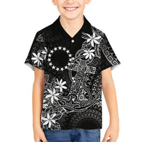 Black Kuki Airani Tapakau Family Matching Long Sleeve Bodycon Dress and Hawaiian Shirt Tribal Anchor Mix Tiare