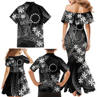 Black Kuki Airani Tapakau Family Matching Mermaid Dress and Hawaiian Shirt Tribal Anchor Mix Tiare