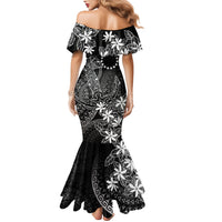 Black Kuki Airani Tapakau Family Matching Mermaid Dress and Hawaiian Shirt Tribal Anchor Mix Tiare