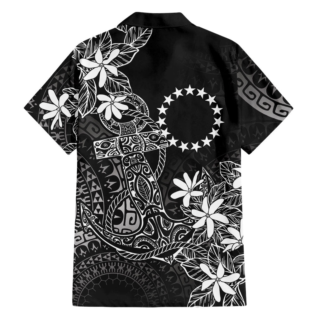 Black Kuki Airani Tapakau Family Matching Off Shoulder Maxi Dress and Hawaiian Shirt Tribal Anchor Mix Tiare