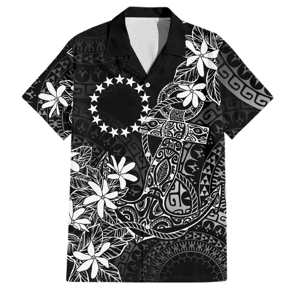Black Kuki Airani Tapakau Family Matching Summer Maxi Dress and Hawaiian Shirt Tribal Anchor Mix Tiare