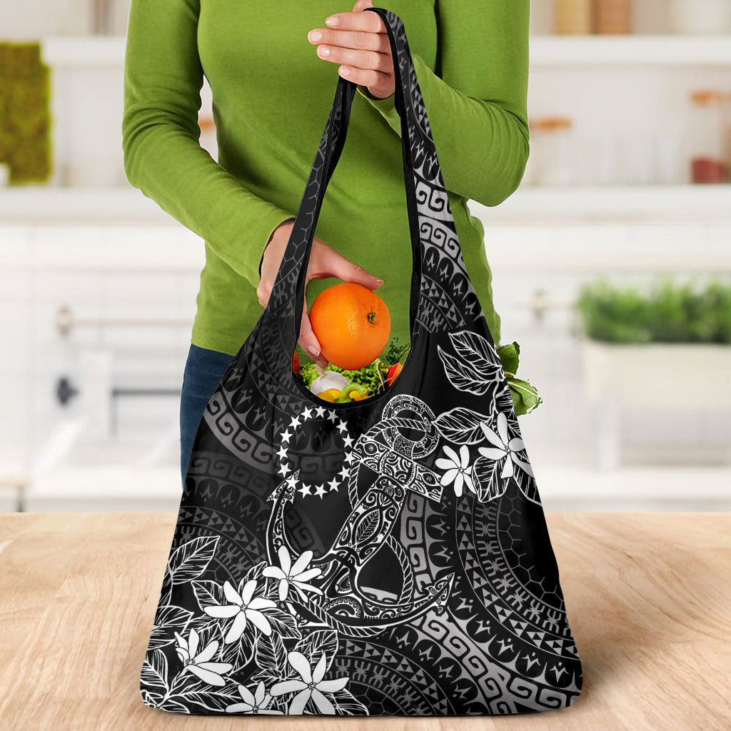 Black Kuki Airani Tapakau Grocery Bag Tribal Anchor Mix Tiare