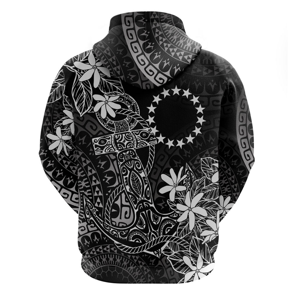 Black Kuki Airani Tapakau Hoodie Tribal Anchor Mix Tiare