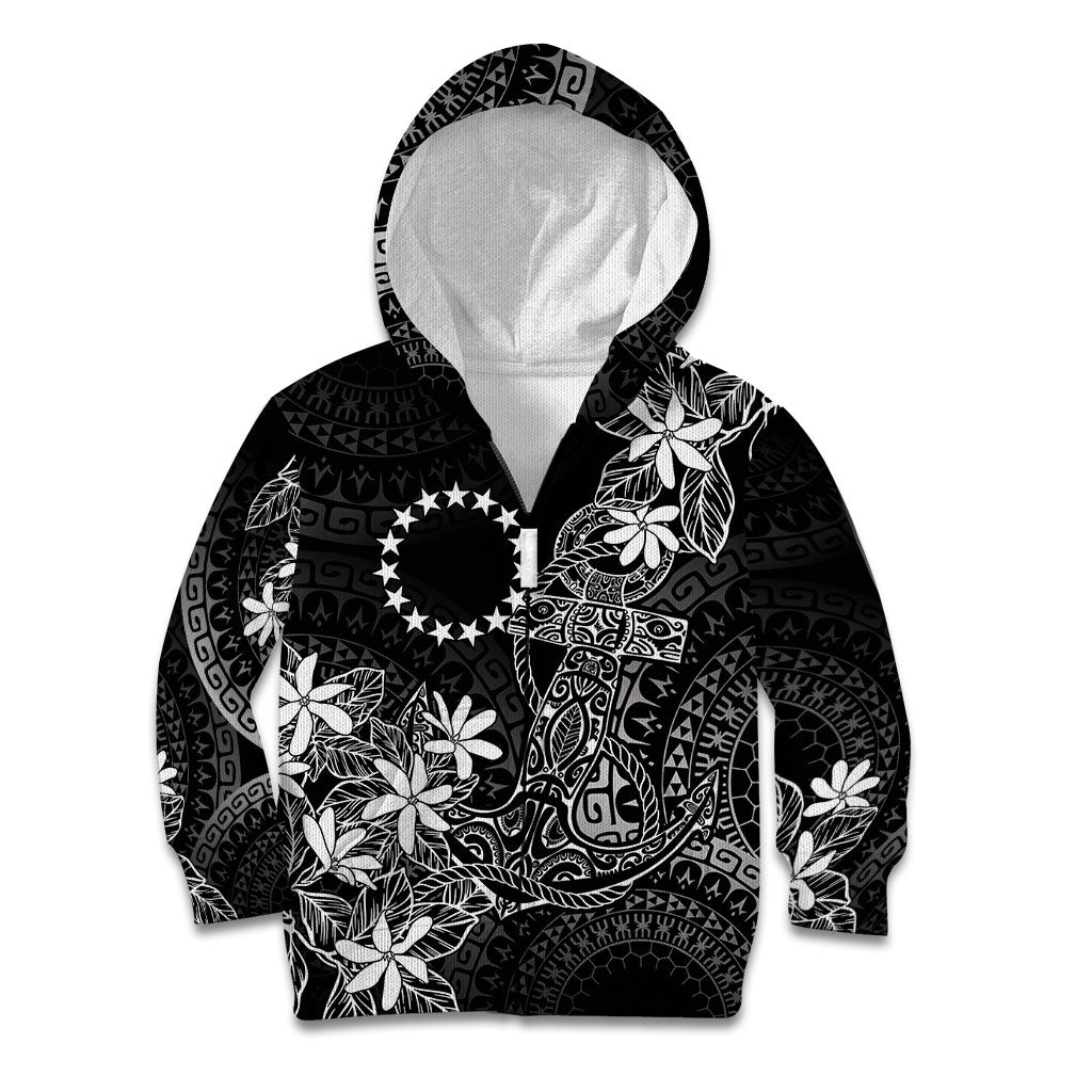 Black Kuki Airani Tapakau Kid Hoodie Tribal Anchor Mix Tiare