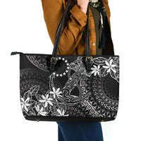 Black Kuki Airani Tapakau Leather Tote Bag Tribal Anchor Mix Tiare