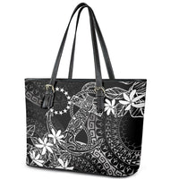 Black Kuki Airani Tapakau Leather Tote Bag Tribal Anchor Mix Tiare