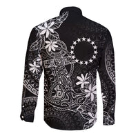 Black Kuki Airani Tapakau Long Sleeve Button Shirt Tribal Anchor Mix Tiare