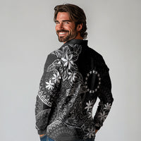 Black Kuki Airani Tapakau Long Sleeve Polo Shirt Tribal Anchor Mix Tiare