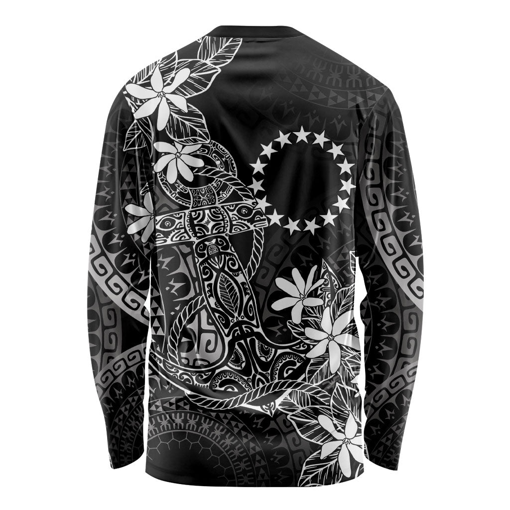 Black Kuki Airani Tapakau Long Sleeve Shirt Tribal Anchor Mix Tiare