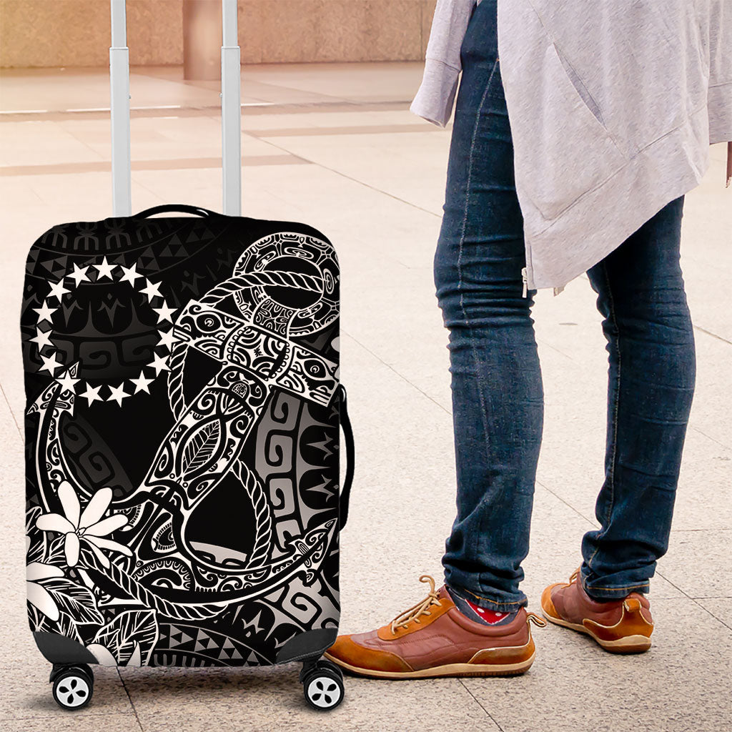Black Kuki Airani Tapakau Luggage Cover Tribal Anchor Mix Tiare LT7 Black - Polynesian Pride