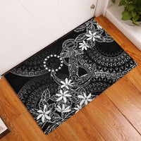 Black Kuki Airani Tapakau Rubber Doormat Tribal Anchor Mix Tiare