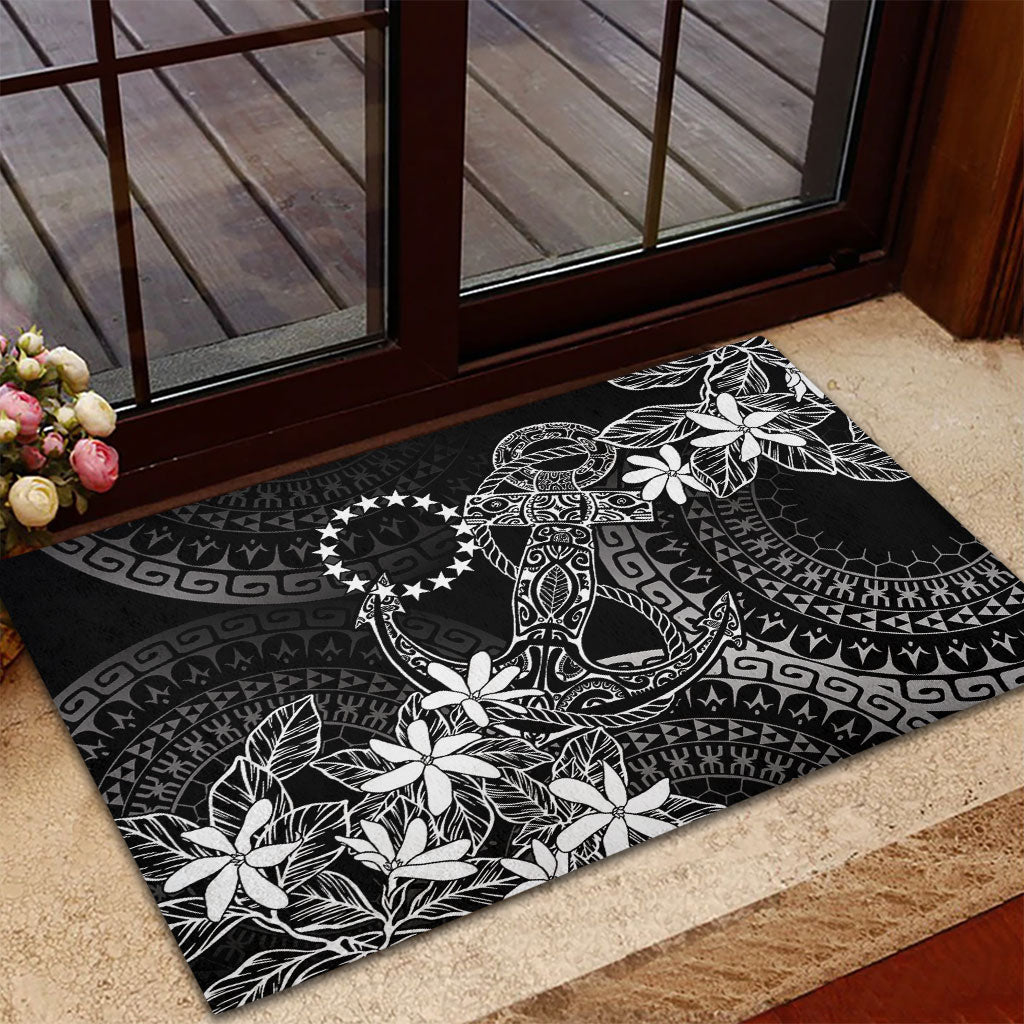 Black Kuki Airani Tapakau Rubber Doormat Tribal Anchor Mix Tiare