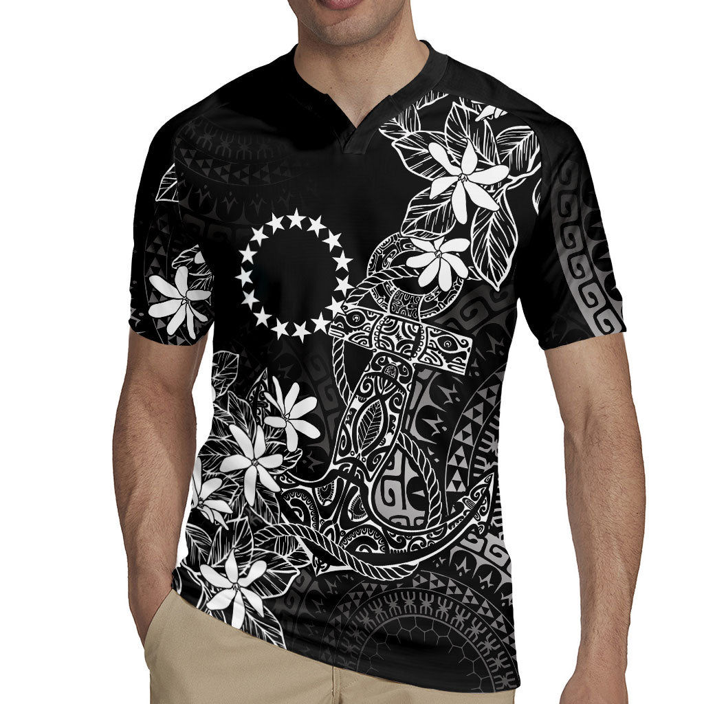Black Kuki Airani Tapakau Rugby Jersey Tribal Anchor Mix Tiare