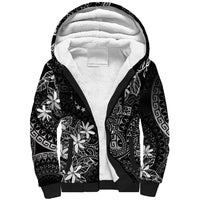 Black Kuki Airani Tapakau Sherpa Hoodie Tribal Anchor Mix Tiare