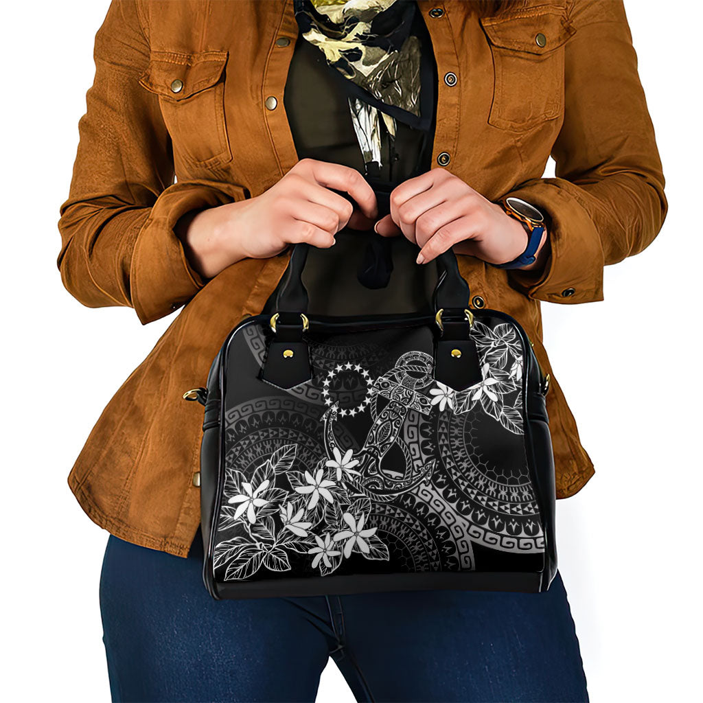 Black Kuki Airani Tapakau Shoulder Handbag Tribal Anchor Mix Tiare