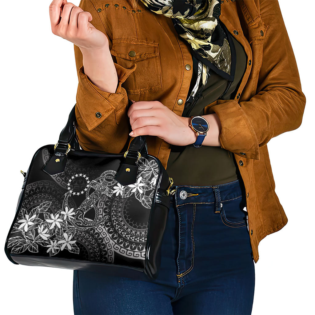 Black Kuki Airani Tapakau Shoulder Handbag Tribal Anchor Mix Tiare