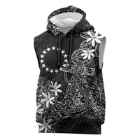 Black Kuki Airani Tapakau Sleeveless Hoodie Tribal Anchor Mix Tiare