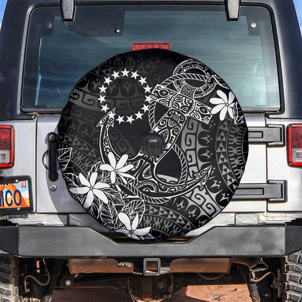 Black Kuki Airani Tapakau Spare Tire Cover Tribal Anchor Mix Tiare