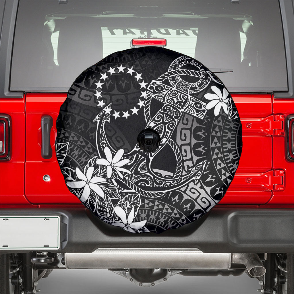 Black Kuki Airani Tapakau Spare Tire Cover Tribal Anchor Mix Tiare