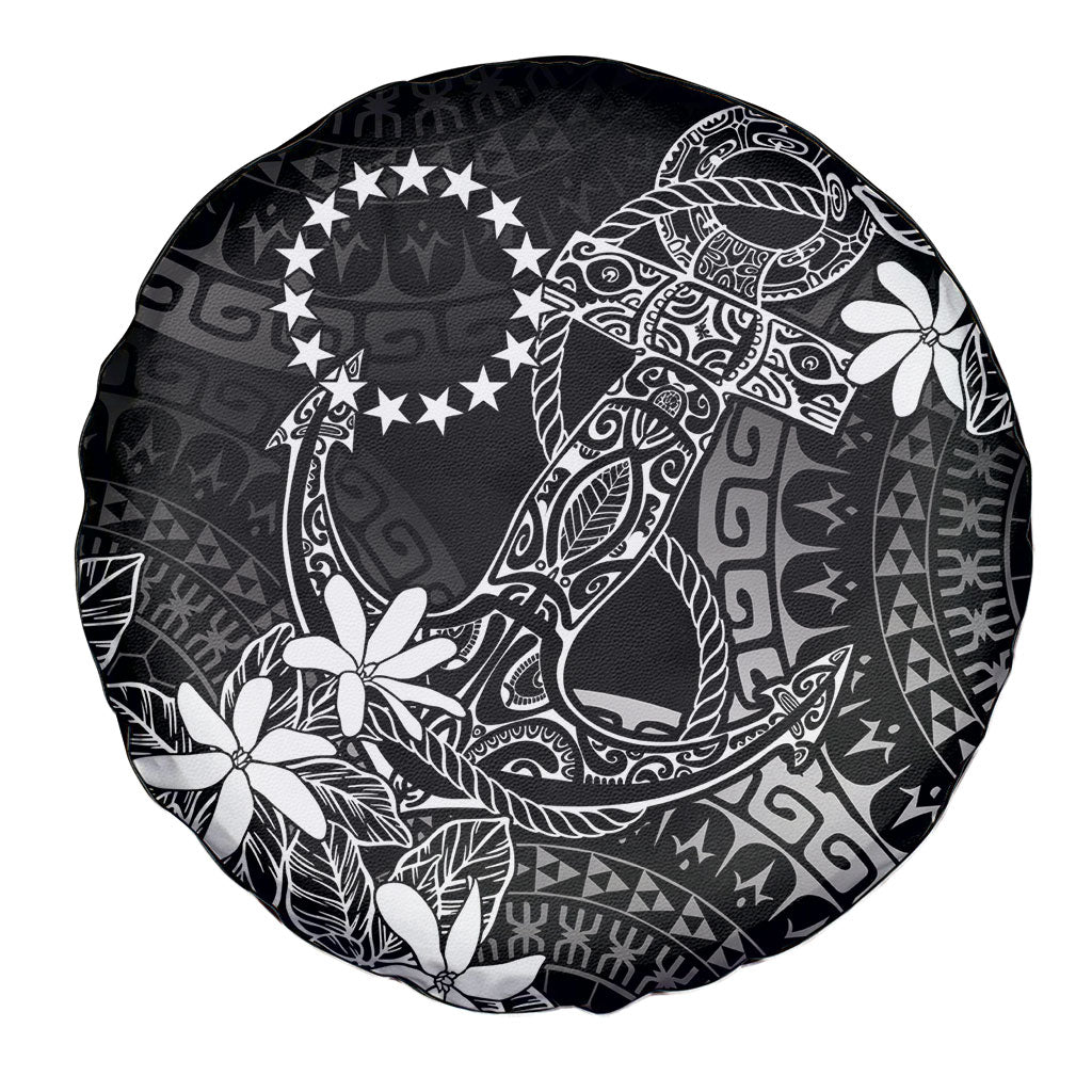 Black Kuki Airani Tapakau Spare Tire Cover Tribal Anchor Mix Tiare