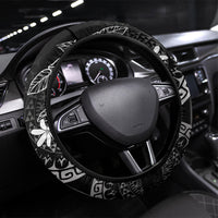 Black Kuki Airani Tapakau Steering Wheel Cover Tribal Anchor Mix Tiare