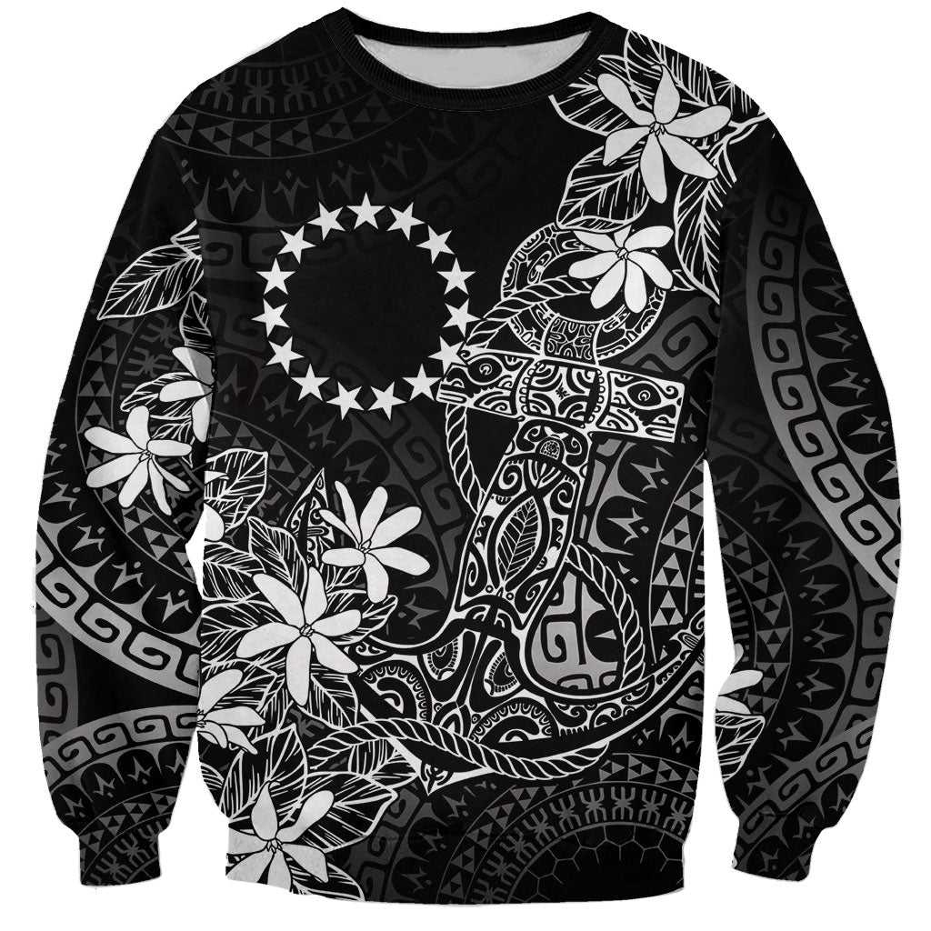 Black Kuki Airani Tapakau Sweatshirt Tribal Anchor Mix Tiare