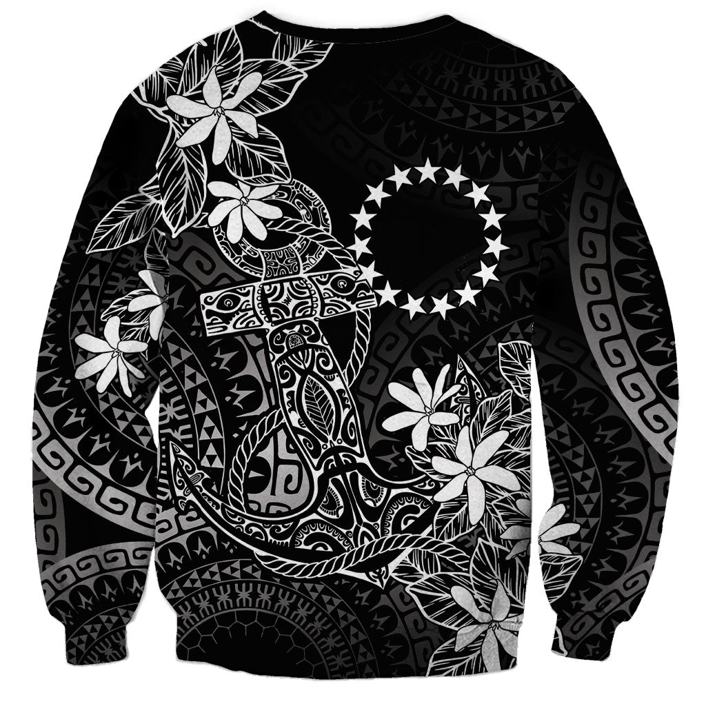Black Kuki Airani Tapakau Sweatshirt Tribal Anchor Mix Tiare