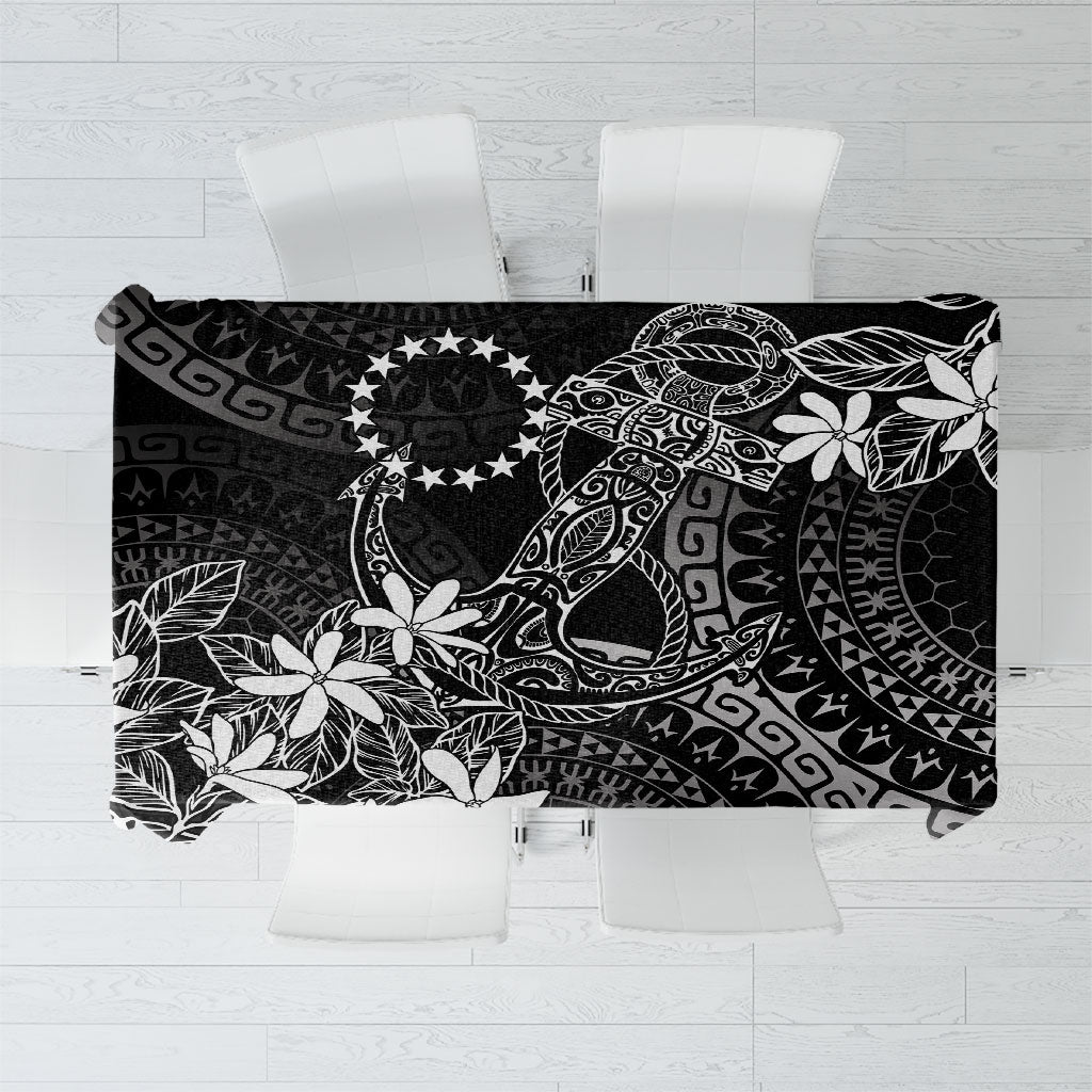 Black Kuki Airani Tapakau Tablecloth Tribal Anchor Mix Tiare