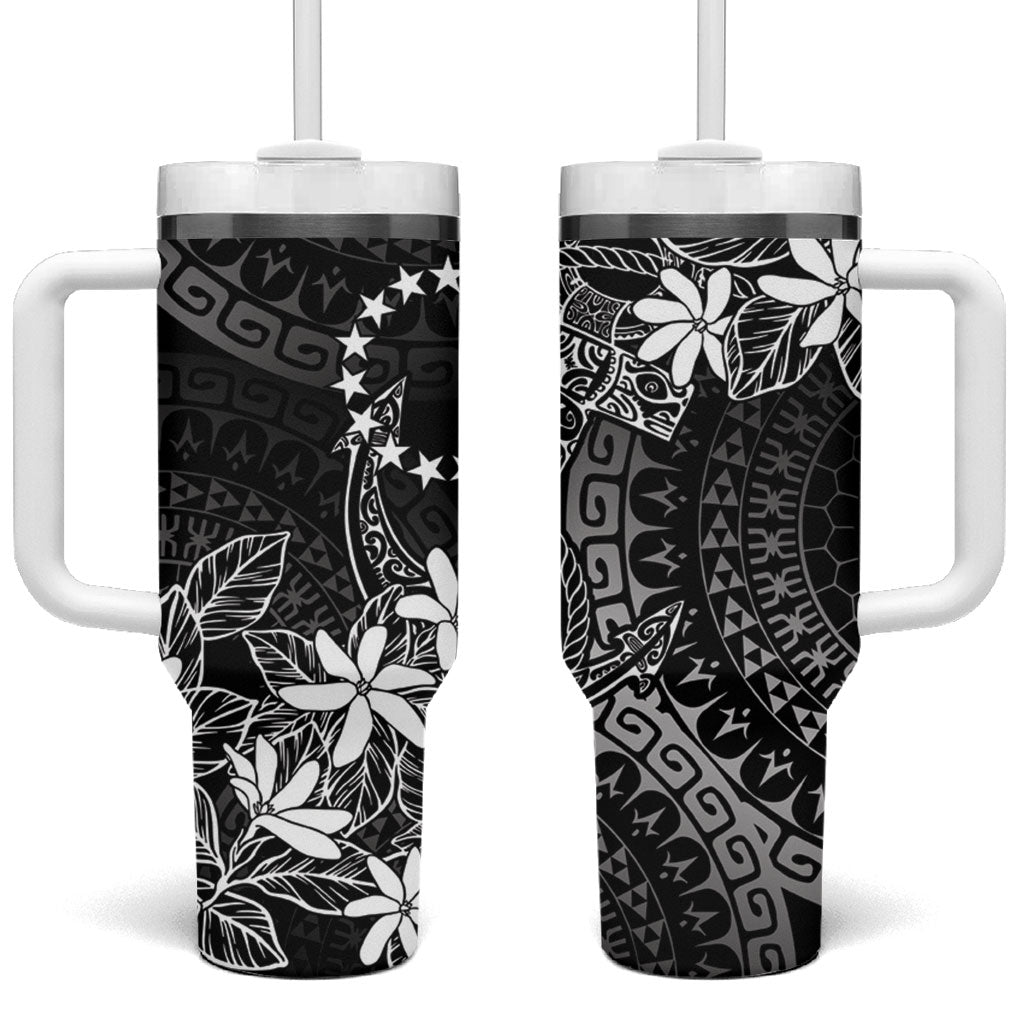 Black Kuki Airani Tapakau Tumbler With Handle Tribal Anchor Mix Tiare LT7 One Size: 40 oz Black - Polynesian Pride