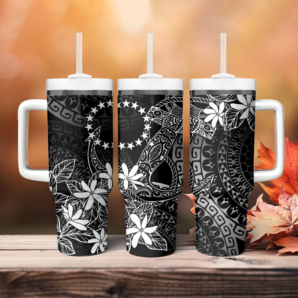 Black Kuki Airani Tapakau Tumbler With Handle Tribal Anchor Mix Tiare