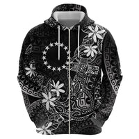 Black Kuki Airani Tapakau Zip Hoodie Tribal Anchor Mix Tiare