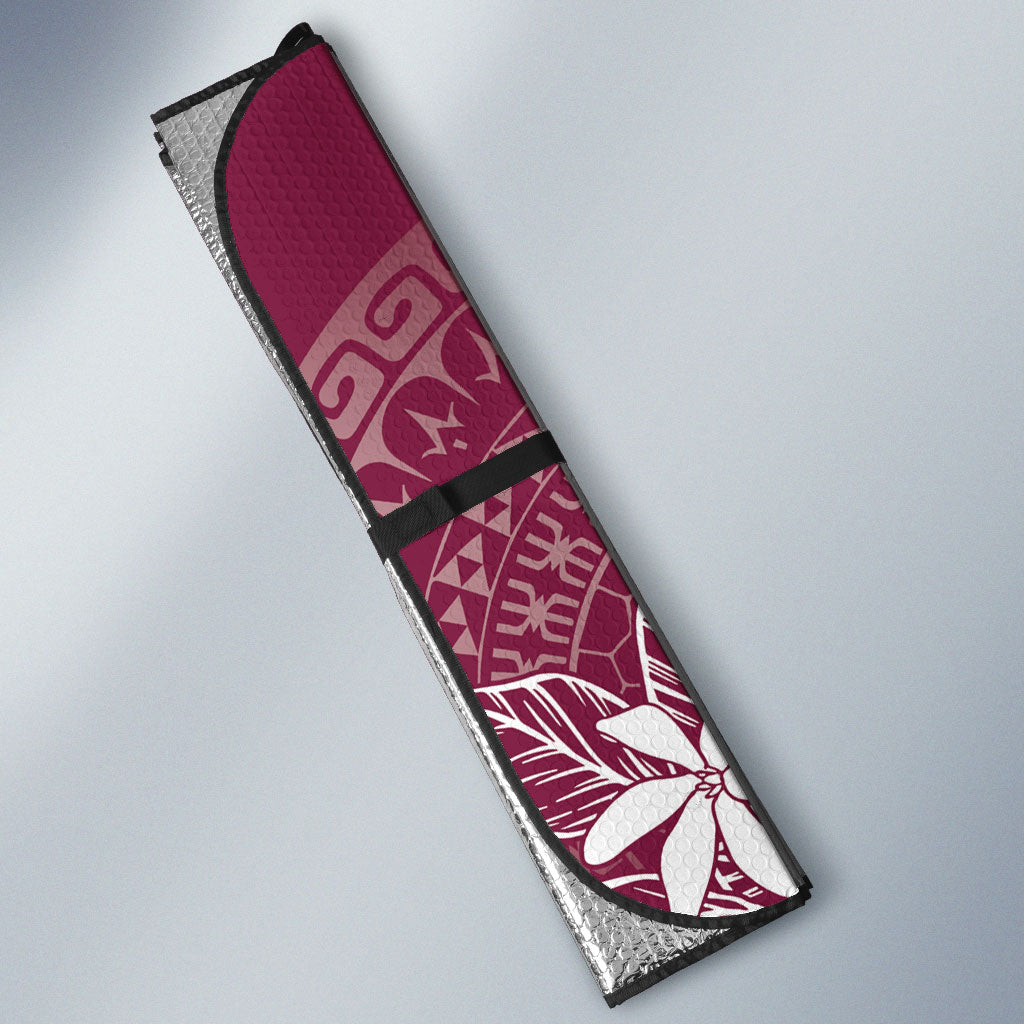Maroon Kuki Airani Tapakau Auto Sun Shade Tribal Anchor Mix Tiare